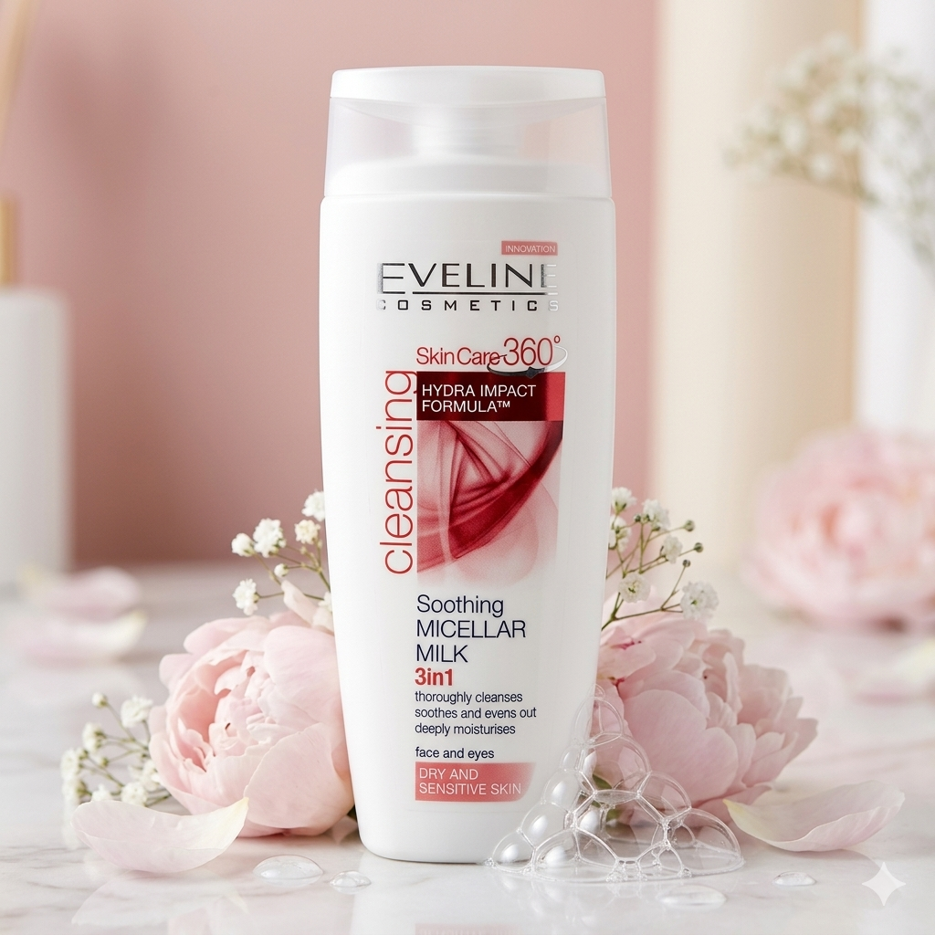 Eveline SkinCare 360 3-In1 Soothing Micellar Milk, Dry And Sensitive Skin, 200ml Eveline SkinCare 360 3-In1 Soothing Micellar Milk, Dry And Sensitive Skin, 200ml